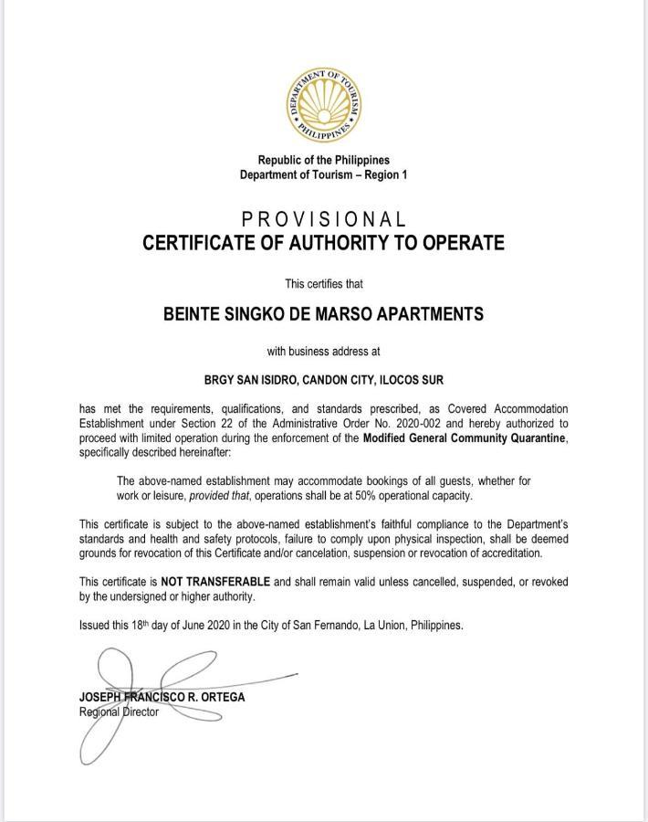Beinte Singko De Marso Apartments Candon Экстерьер фото